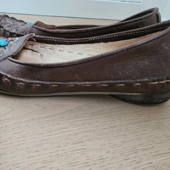Browns size 7 brown leather moccasin flats - Picture 7 of 11
